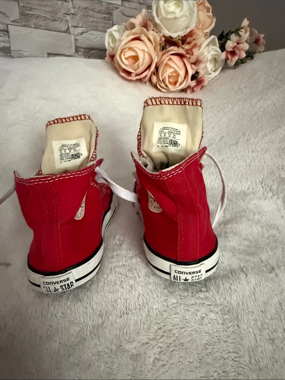 Converse Red High-Top Kids Canvas Sneakers with White Laces